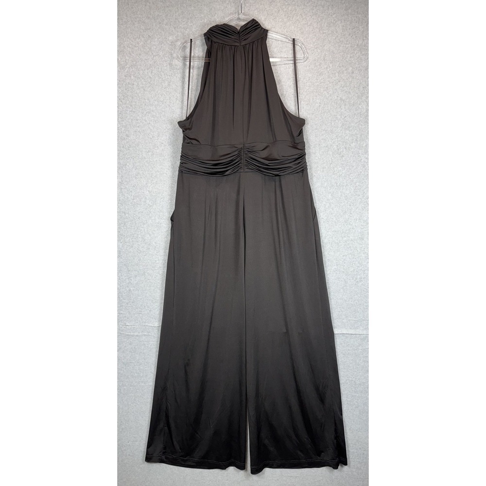 Eliza J Jumpsuit Womens 18W Black Sleeveless Wide Leg‎ Ruched Neck Formal